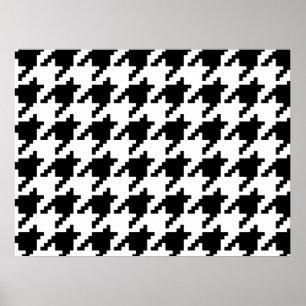 Houndstooth Check Patroon met 8 bits Pixel Poster