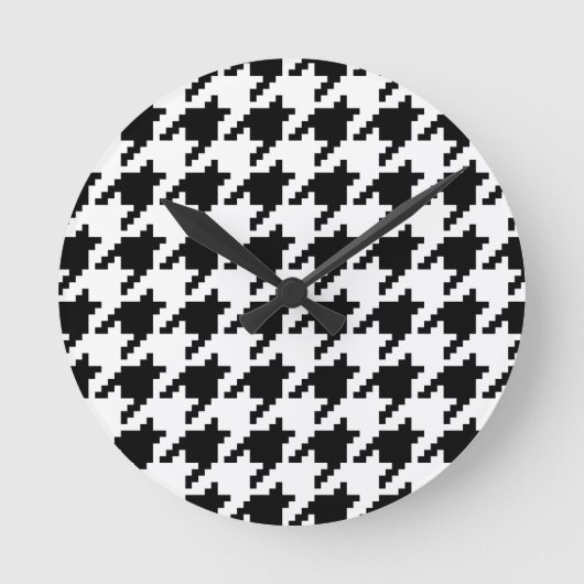 Houndstooth Check Patroon met 8 bits Pixel Ronde Klok (Voorkant)