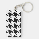 Houndstooth Check Patroon met 8 bits Pixel Sleutelhanger (achterkant)