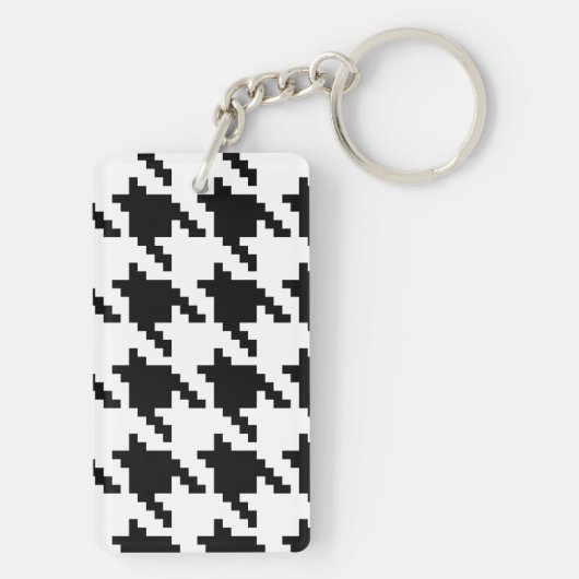 Houndstooth Check Patroon met 8 bits Pixel Sleutelhanger (achterkant)