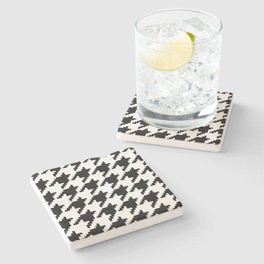Houndstooth Check Patroon met 8 bits Pixel Stenen Onderzetter (Zijkant)