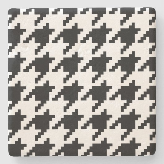 Houndstooth Check Patroon met 8 bits Pixel Stenen Onderzetter (Voorkant)