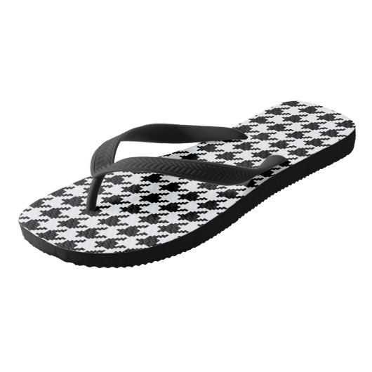 Houndstooth Check Patroon met 8 bits Pixel Teenslippers (Schuin)