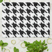 Houndstooth Check Patroon met 8 bits Pixel Theedoek (Gevouwen)