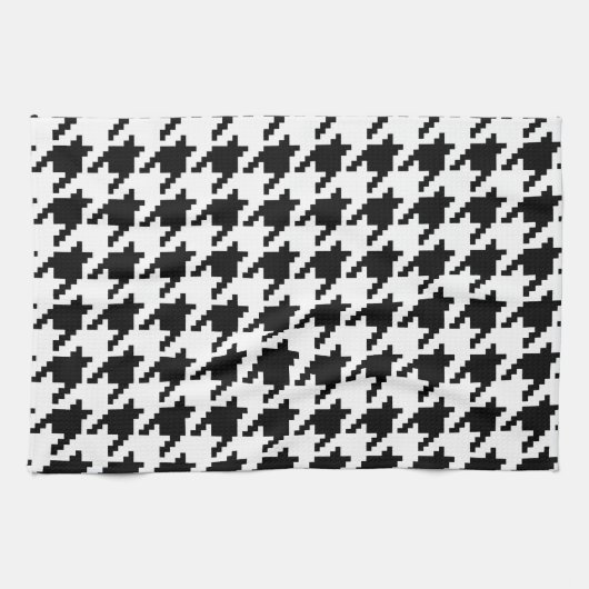 Houndstooth Check Patroon met 8 bits Pixel Theedoek (Horizontaal)
