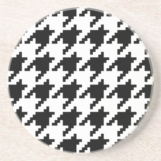Houndstooth Check Patroon met 8 bits Pixel Zandsteen Onderzetter (Voorkant)