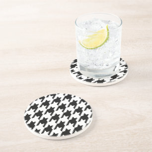 Houndstooth Check Patroon met 8 bits Pixel Zandsteen Onderzetter