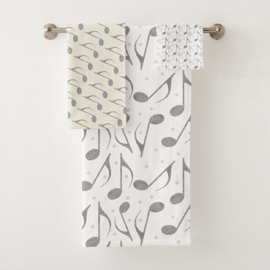 Houndstooth Chic Muzieknote Patroon Bad Handdoek (Insitu)
