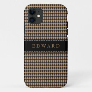 Houndstooth Classic personaliseer Hoesje Brown   Z