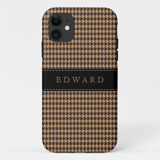 Houndstooth Classic personaliseer Hoesje Brown | Z (Achterkant)