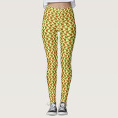 Houndstooth d'Ocre jaune avec chiens Leggings (Devant)