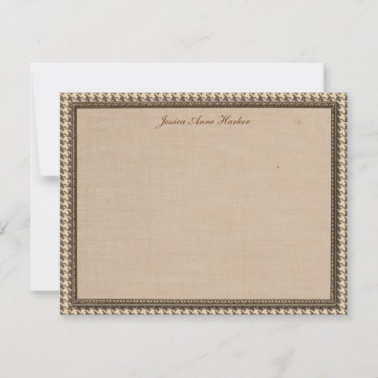 Houndstooth Elegant - Aangepaste platte notitiekaa Kaart (Voorkant)