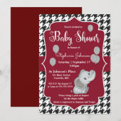 Houndstooth Elephant Baby shower Invitation Kaart (Voorkant / Achterkant)
