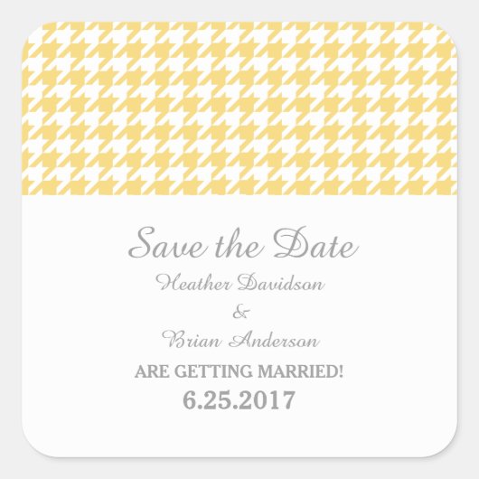 Houndstooth Enregistrer les stickers Date, Jaune (Devant)