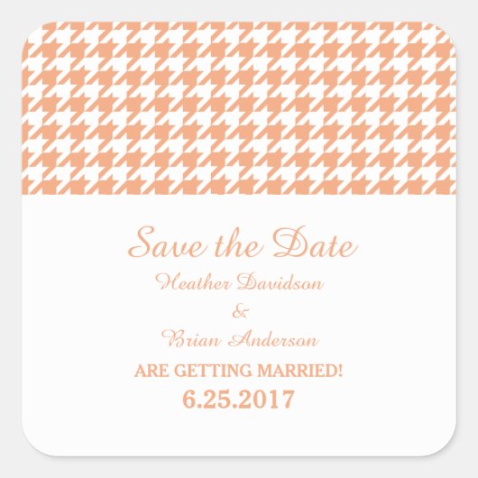 Houndstooth Enregistrer Stickers Date, Orange (Devant)
