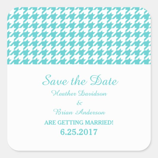 Houndstooth Enregistrer Stickers Date, Turquoise (Devant)