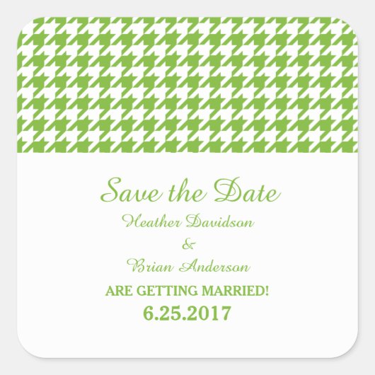 Houndstooth Enregistrer Stickers Date, Vert (Devant)