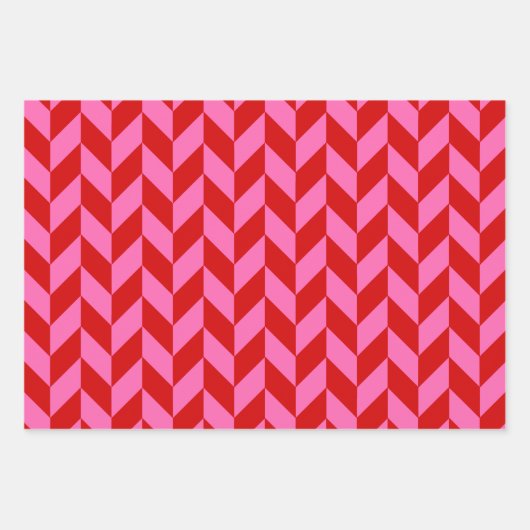 Houndstooth, Herringbone, Dot DIY kleuren Rode roz Inpakpapier Vel (Voorkant 2)