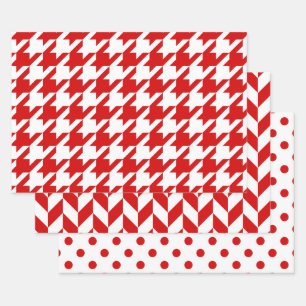 Houndstooth, Herringbone, Stippen DIY Kleuren Wit Inpakpapier Vel