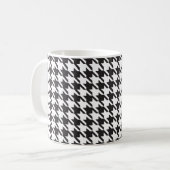 Houndstooth in zwart & [aangepaste kleur] koffiemok (Voorkant links)