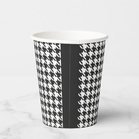 Houndstooth in zwarte en [aangepaste kleur] Papier Papieren Bekers (Rechts)