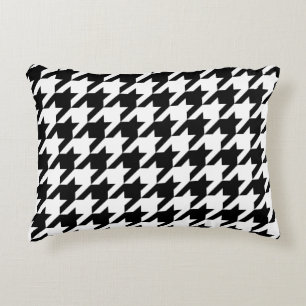 Houndstooth klassiek weven zwart wit patroon decoratief kussen