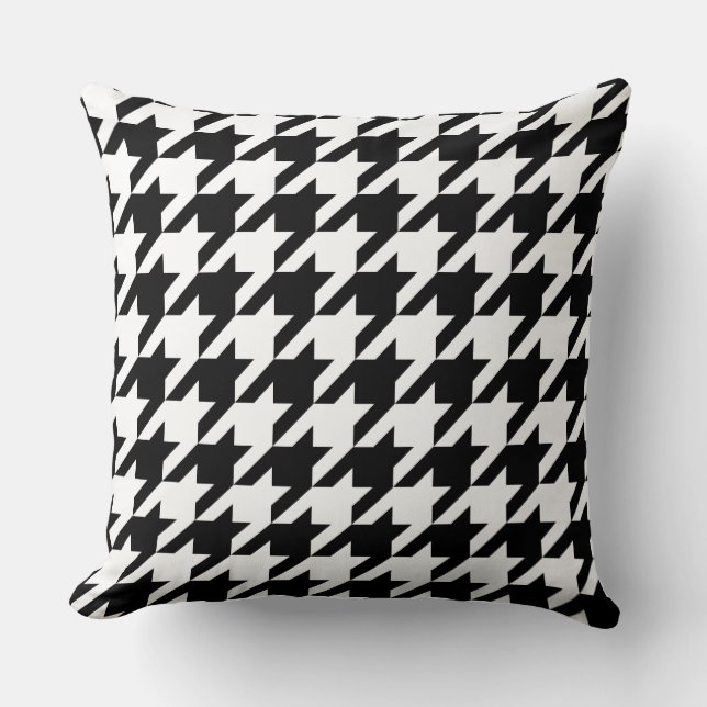 Houndstooth klassiek weven zwart wit patroon kussen (Voorkant)