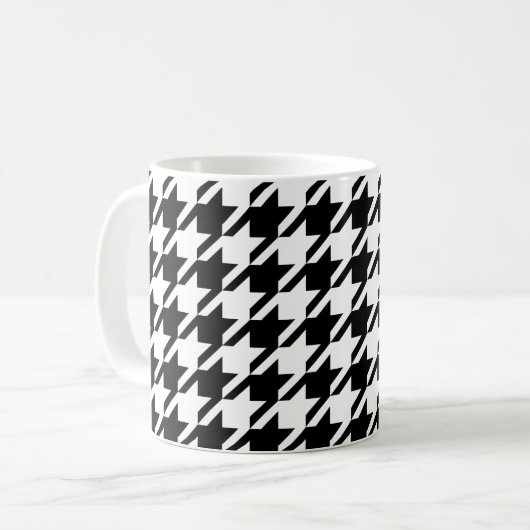 Houndstooth Large Classic Pattern Coffee Mok (Voorkant links)