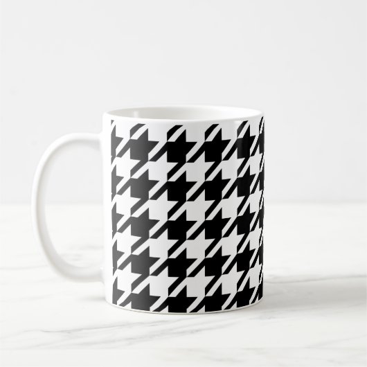 Houndstooth Large Classic Pattern Coffee Mok (Links)