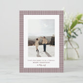 Houndstooth lichte chocolade Cosmos frame foto Feestdagenkaart (Staand voorkant)