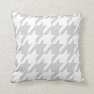 Houndstooth Light Grey and White Kussen
