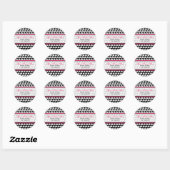 Houndstooth met roze Adresetiketten Ronde Sticker (Vel)