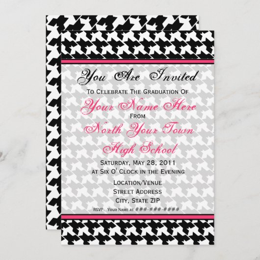 Houndstooth Mode Afstuderen Uitnodiging - 2011 (Voorkant / Achterkant)