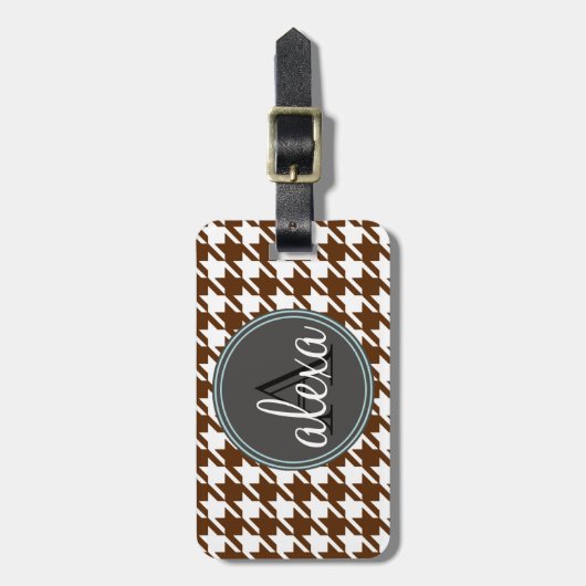 Houndstooth-monogram Bagagelabel (Voorkant verticaal)
