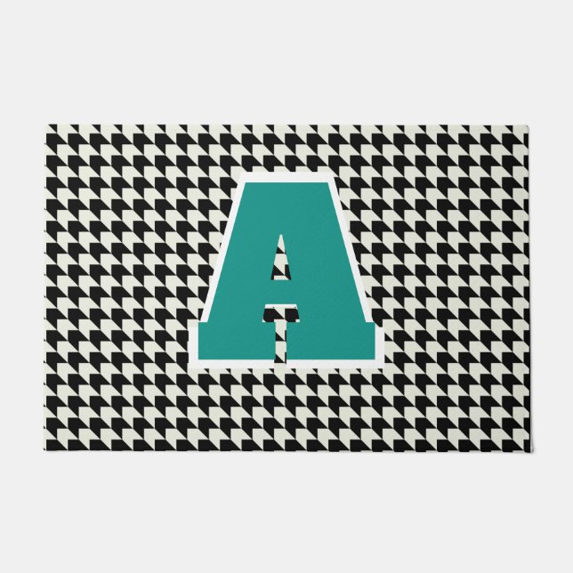 Houndstooth monogram doormat deurmat (Voorkant)