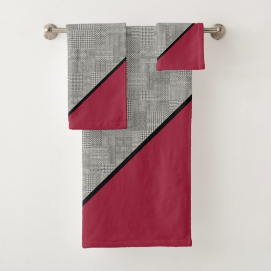 Houndstooth Motif, Black Stripes, Bourgogne (En situation)