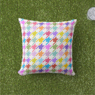Houndstooth Multicolor + White Big Pattern Buitenkussen