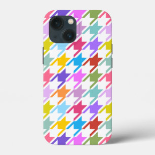 Houndstooth Multicolor + White Big Pattern iPhone 13 Mini Hoesje