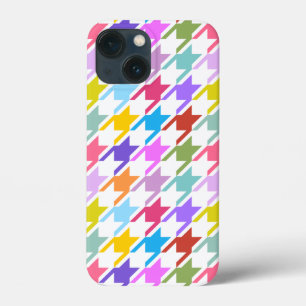 Houndstooth Multicolor + White Big Pattern iPhone 13 Mini Hoesje