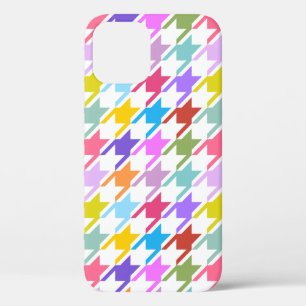 Houndstooth Multicolor + White Big Pattern iPhone 12 Pro Hoesje