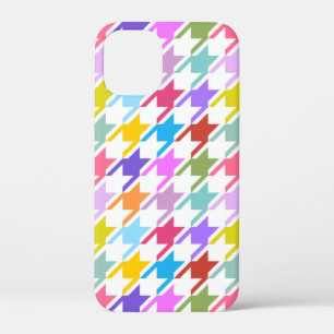 Houndstooth Multicolor + White Big Pattern iPhone 12 Mini Hoesje