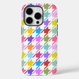Houndstooth Multicolor + White Big Pattern iPhone 16 Pro Hoesje