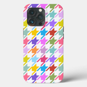 Houndstooth Multicolor + White Big Pattern iPhone 13 Pro Hoesje