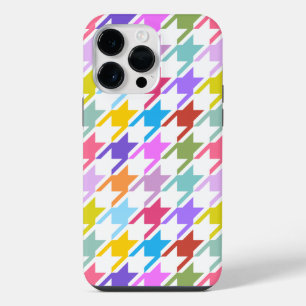 Houndstooth Multicolor + White Big Pattern iPhone 14 Pro Max Hoesje