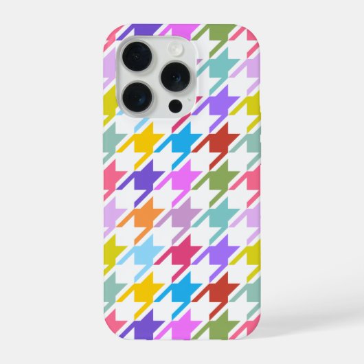 Houndstooth Multicolor + White Big Pattern iPhone Hoesje (Achterkant)