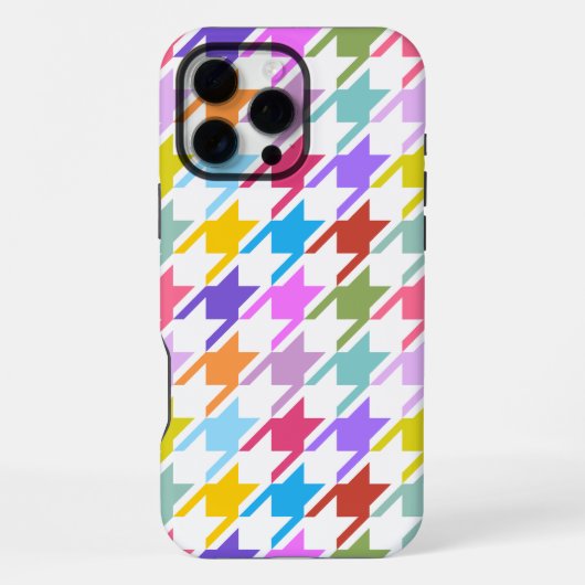 Houndstooth Multicolor + White Big Pattern iPhone Hoesje (Achterkant)