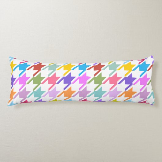 Houndstooth Multicolor + White Big Pattern Lichaamskussen (Voorkant)