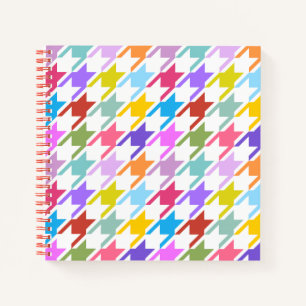 Houndstooth Multicolor + White Big Pattern Notitieboek