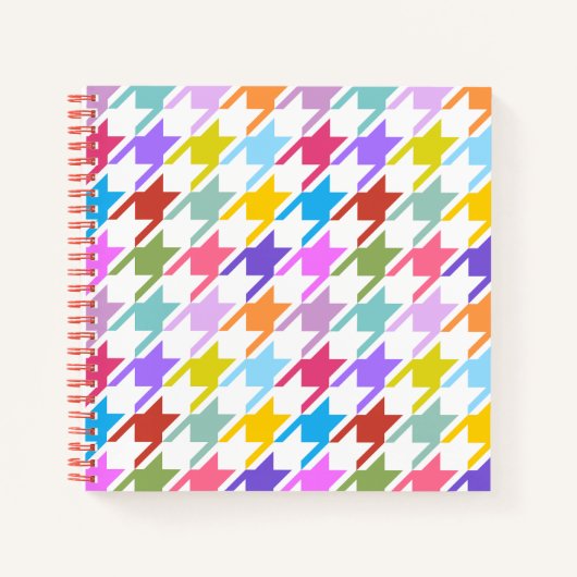 Houndstooth Multicolor + White Big Pattern Notitieboek (Voorkant)