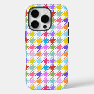 Houndstooth Multicolor+White Pattern iPhone 16 Pro Hoesje
